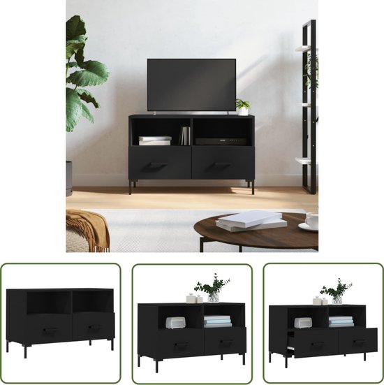 VidaXL Tv-meubel 80x35x36,5 cm bewerkt hout zwart