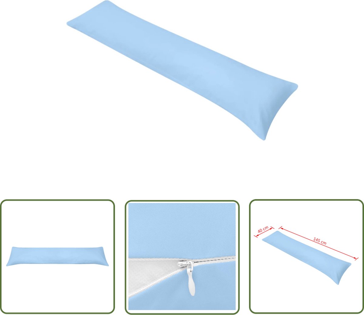 vidaXL Zijslaapkussen - Zijde Slaaphouding - Zijslaapkussen 40x145 cm blauw - Microfiber Kussen - Katoenkussen - Blauwe Kussen