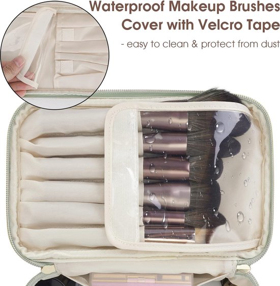 BAFASO Grote Make-upzak Kosmetische Zak met Verwijderbare Verdelers, Reismake-up Case Houdt Cosmetica, Zwart