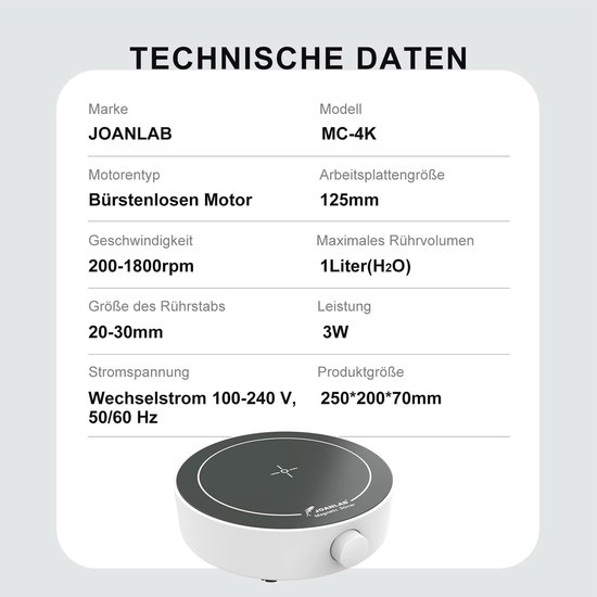 Magnetische Roerstaafjes en Mini Roerplaat voor Laboratorium - 3000 ml Mixer en Magneetroerder — afbeelding 2