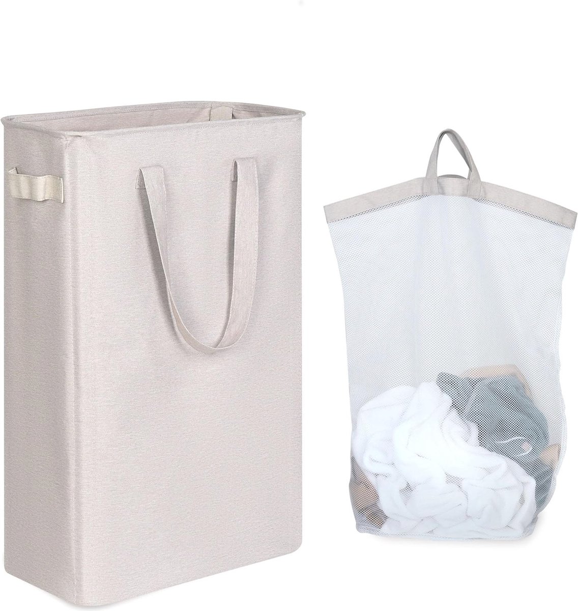 Goedkoopste Slanke Wasmand 50L met Afneembare Binnenzak en Handgrepen - Ideaal voor Kleding, Handdoeken en Speelgoed