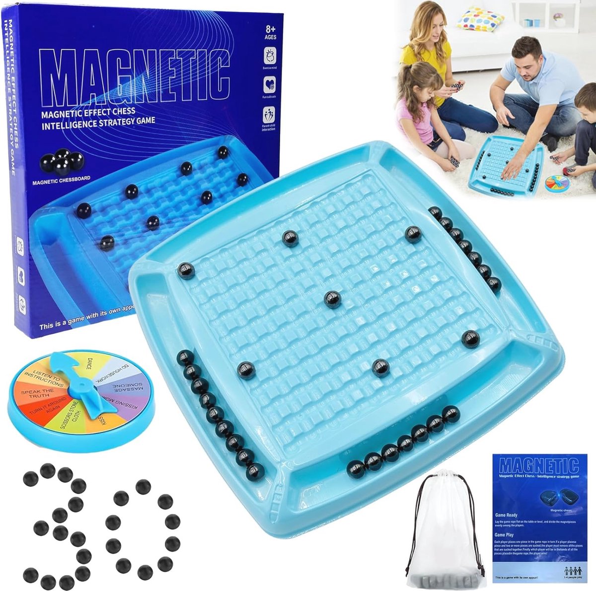 Magnetisch schaakbord voor reizen en gezinsplezier | Draagbaar schaakspel
