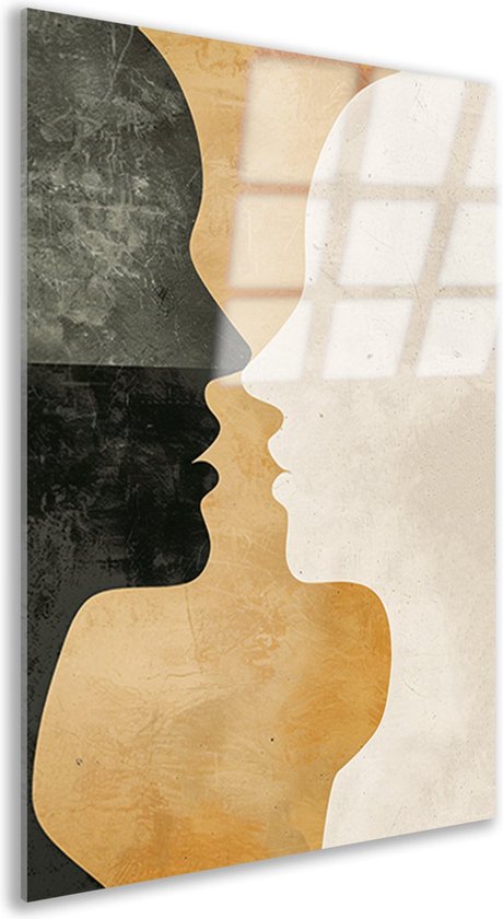 Silhouetten glas schilderij - Vormen wanddecoratie - Glas schilderijen Profielen - Muurdecoratie kinderkamer - Plexiglas schilderij - Decoratie kamer acrylglas 60x90 cm