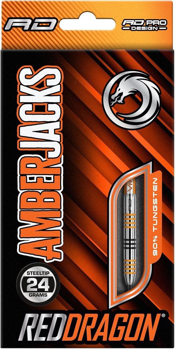 Amberjack Serie Dartset - Met Flights en Schachten (Stems) - Rood Dragon van Amber — afbeelding 5