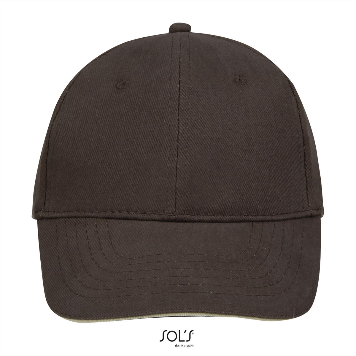 SOL'S Six Panel Cap Buffalo LC88100 - Chocolate/Beige - One size