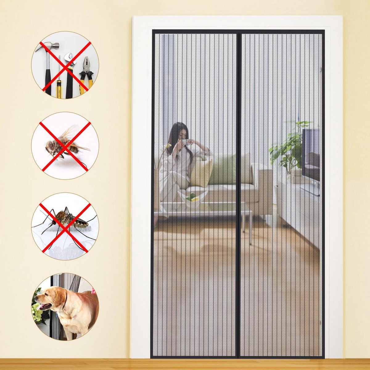 Vliegengordijn Magnetisch deur 110x220cm - Insectenbescherming - Balkondeur - Sterker dan normaal - Zonder boren - Woonkamer - Schuifdeur - Terrasdeur