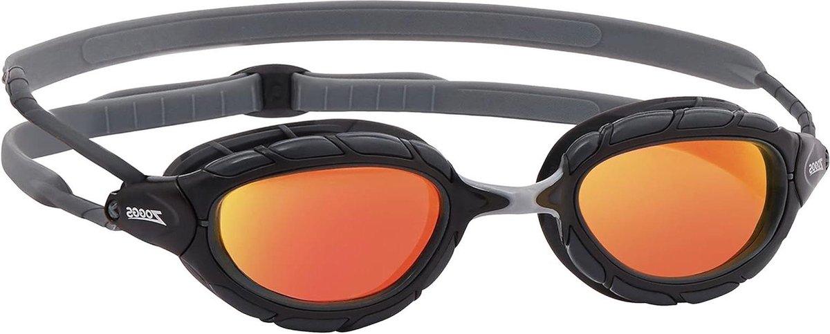 Titanium flex zwembril Predator UV-bescherming verstelbare zwembrilriemen mistvrije volwassen zwembril - grijs/zwart/oranje - normale pasvorm