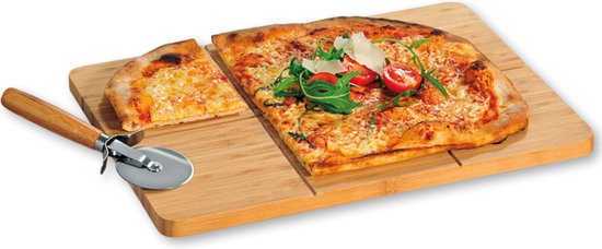 Foto: Fsc bamboe houten pizzabord rechthoekig bamboo hout pizzaplaat pizzaplank pizza bord pizza serveerplank afm 40 x 30 x 1 5 cm 