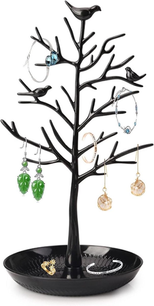 Sieradenhouder Vogelboomhouder Oorbelhouder - Zwart Sieraden Plank met Meerdere Takken - Oorbellen Sieradenrek voor Halskettingen Ornamenten