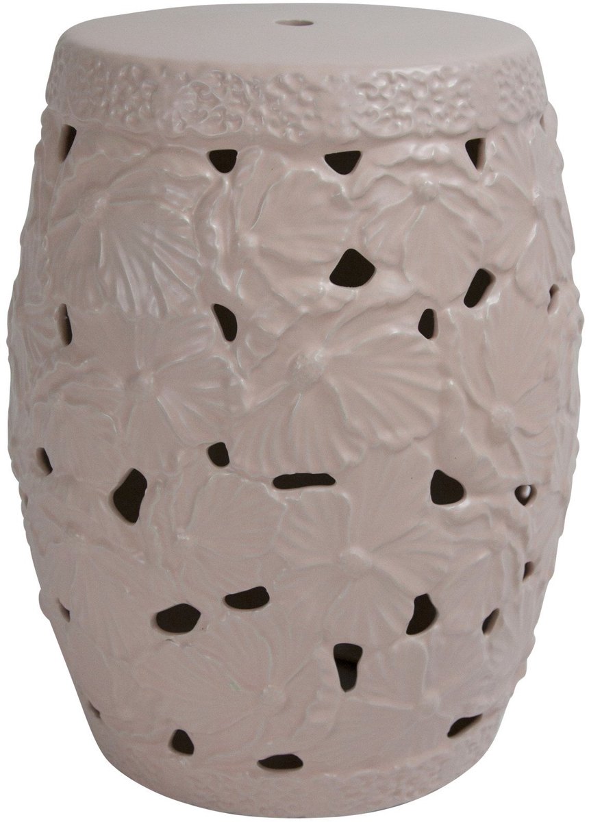 Fine Asianliving Keramische Kruk Roze Lotus Handgemaakt D33xH46cm Keramiek Bijzettafel Porselein Stoel Tuinkruk