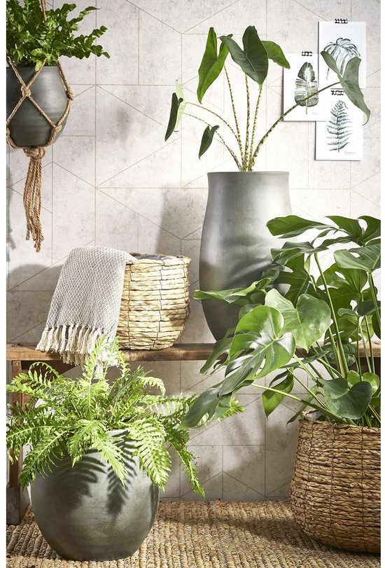 Mica Decorations panier rond marron clair lot de 3 plus grandes tailles en cm: 31 x 30