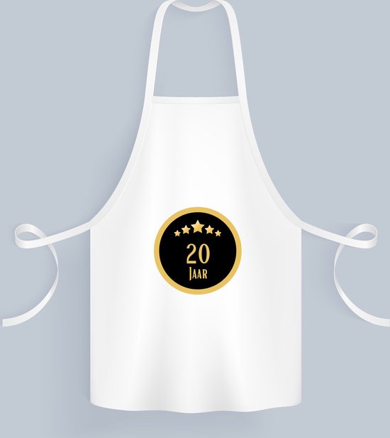 Akyol - 20 jaar Keukenschort - Hoera 20 jaar - iemand die 20 jaar is geworden of 20 jaar lang een relatie hebben of getrouwd zijn - verjaardagscadeau - verjaardag - cadeau - kado - geschenk - gift - relatie - trouwdag - jubileum - 82 bij 71 cm