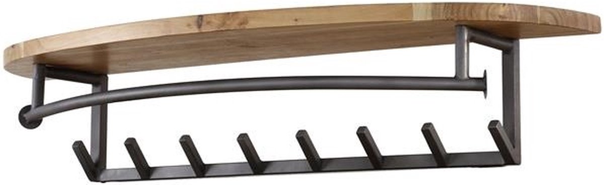 Kapstok Round 8 haken & Hoedenplank Acaciahout L 100cm