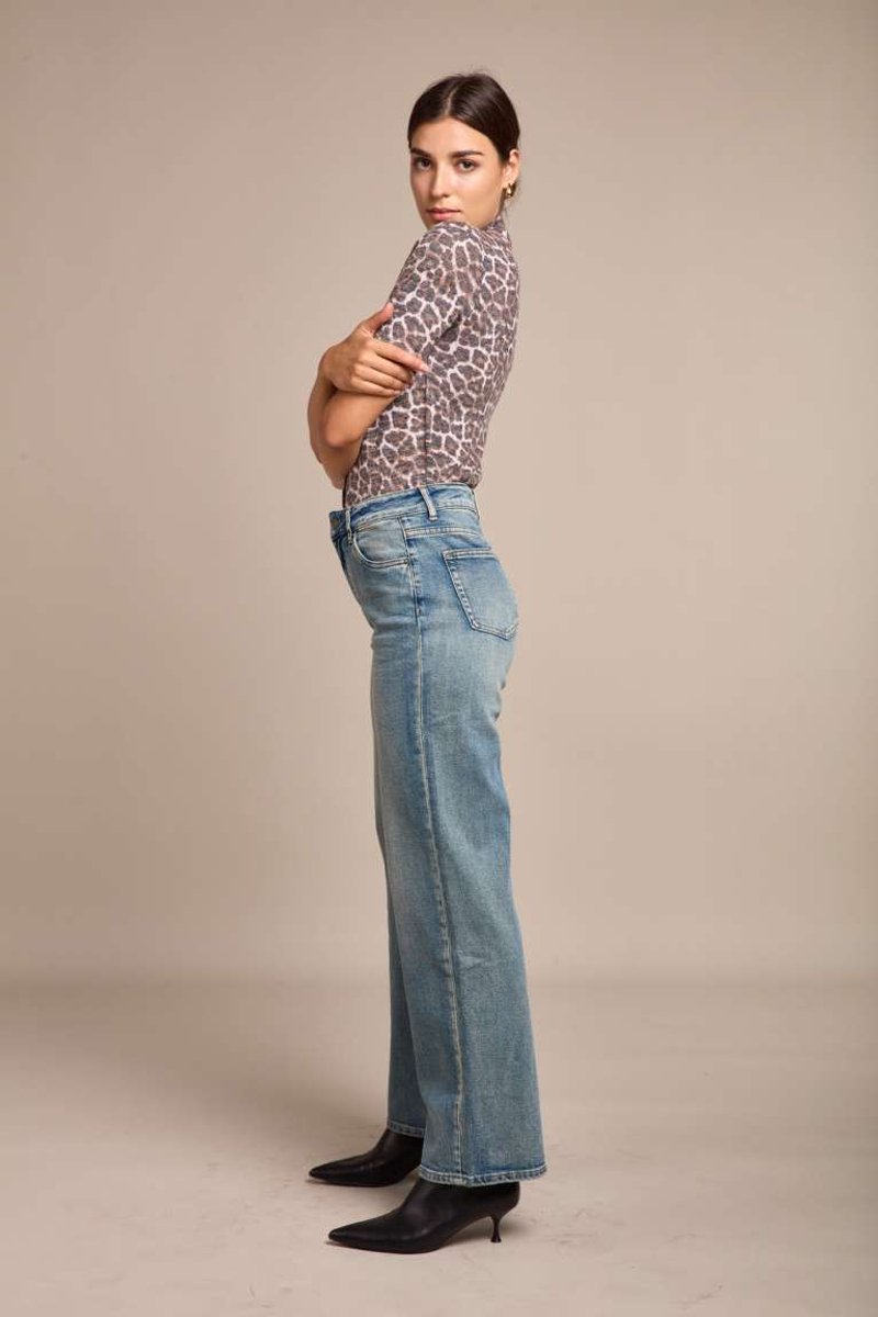 Broek Toxik3 hoge taille wide leg straight-fit jeans