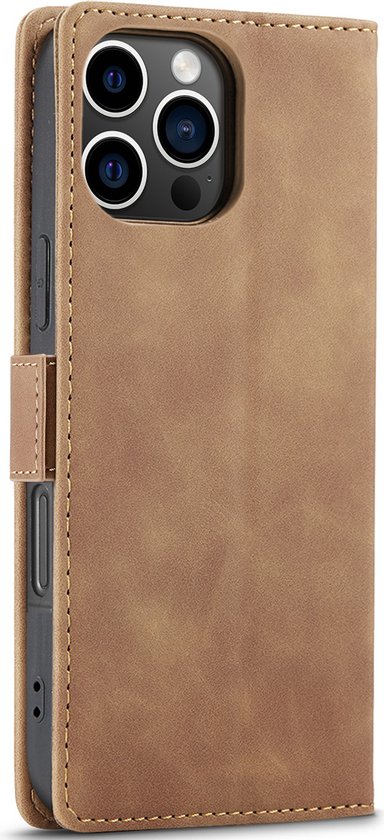 Multimédia et Accessoires de vêtements pour bébé Urban Book Case Étui adapté à Apple iPhone 16 Pro - Marron - Étui de téléphone - Avec Support - Porte-Cartes - Porte-Cartes - Fermeture Aimantée - Bookcase