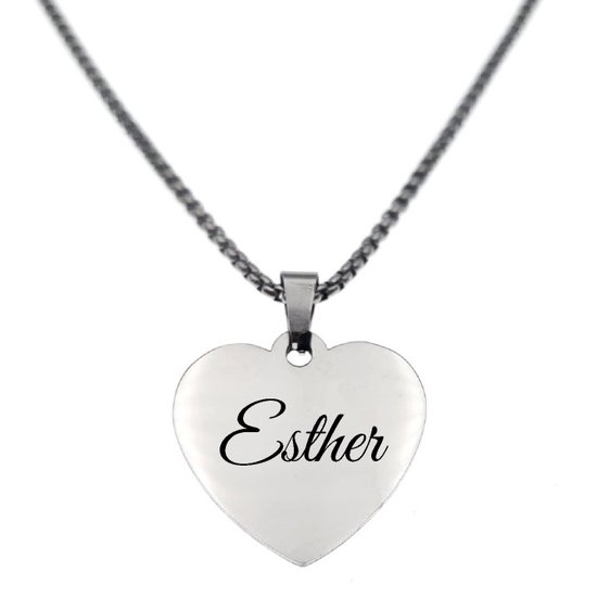 Collier - Coeur - Avec Nom - Esther - Argent
