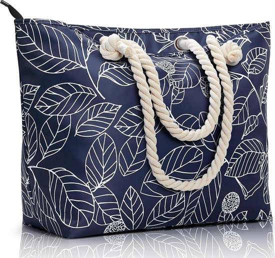 Zwarte Grote Strandtas Met Ritssluiting Waterdichte Badtas Strandtas XL Familie Strand Tas Met Ritssluiting Grote Shopper Dames Sporttas Schoudertas