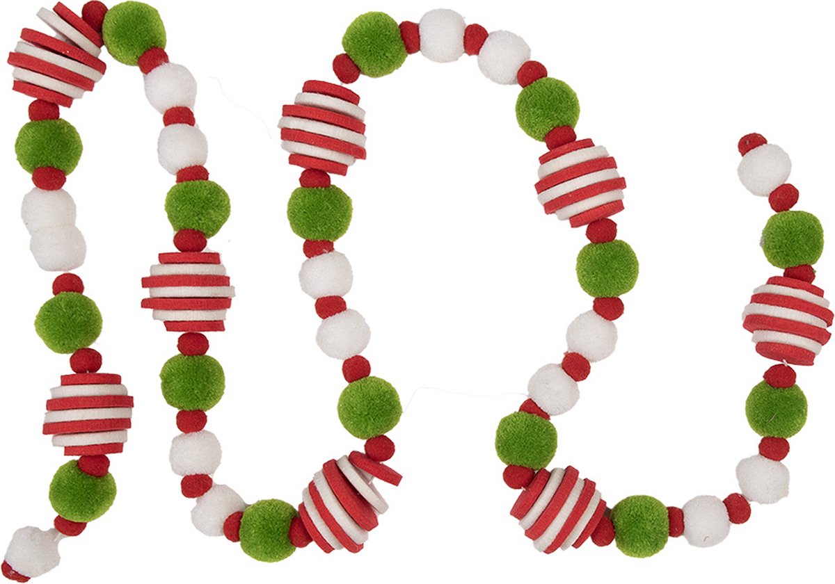 Clayre & Eef Kerstslinger Guirlande 150 cm Rood Groen Kunststof