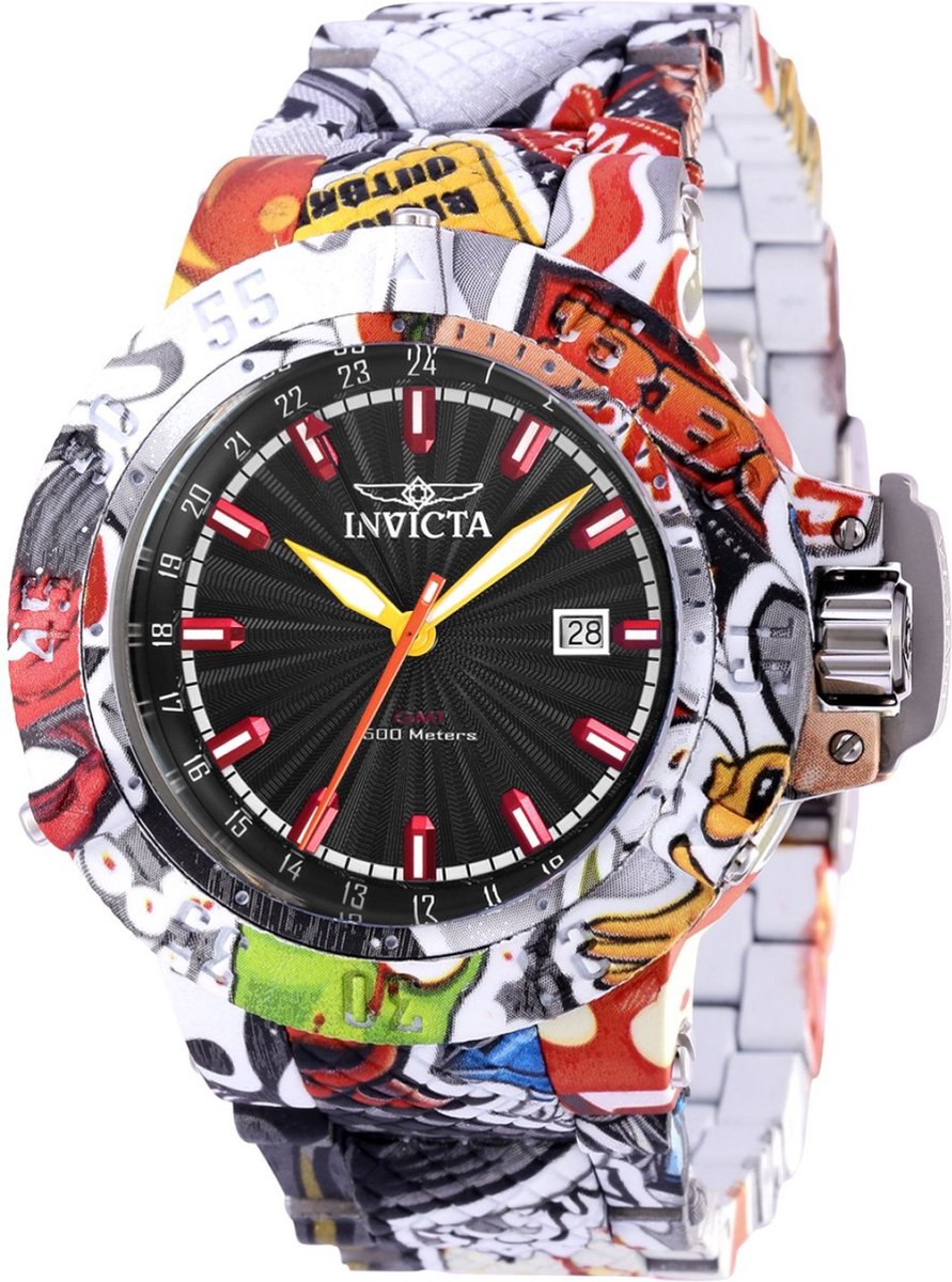 Invicta Subaqua 36745 Heren Horloge - Waterdicht - Analoog - Quartz Uurwerk - Roestvrij Staal met zwarte Wijzerplaat -50mm