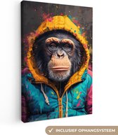 Peinture sur toile 20x30 cm - Décoration murale Graffiti - Chimpanzé - Veste - Singe - Peinture - Décoration murale murale salon - Décoration chambre - Accessoires de chambre - Peintures