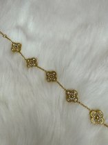 EHH BEAUTY - klaver armband diamond - clover - Dames sieraad - Luxe armband- diamond armband - goudkleur
