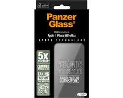 PanzerGlass Ceramic Ultra-Wide Fit - Screen Protector Geschikt voor Apple iPhone 16 Pro Max - Japans Glaskeramiek - Case Friendly - EasyAligner Installatieframe