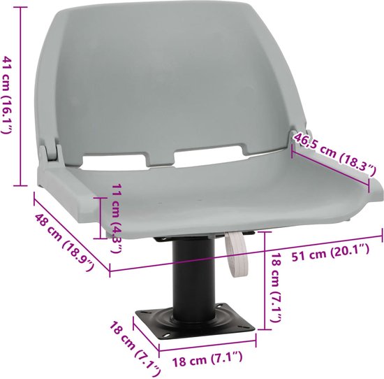VidaXL Piédestal De Siège De Bateau Réglable 28-45,5 Cm En Acier - Base Robuste Pour Siège Marin