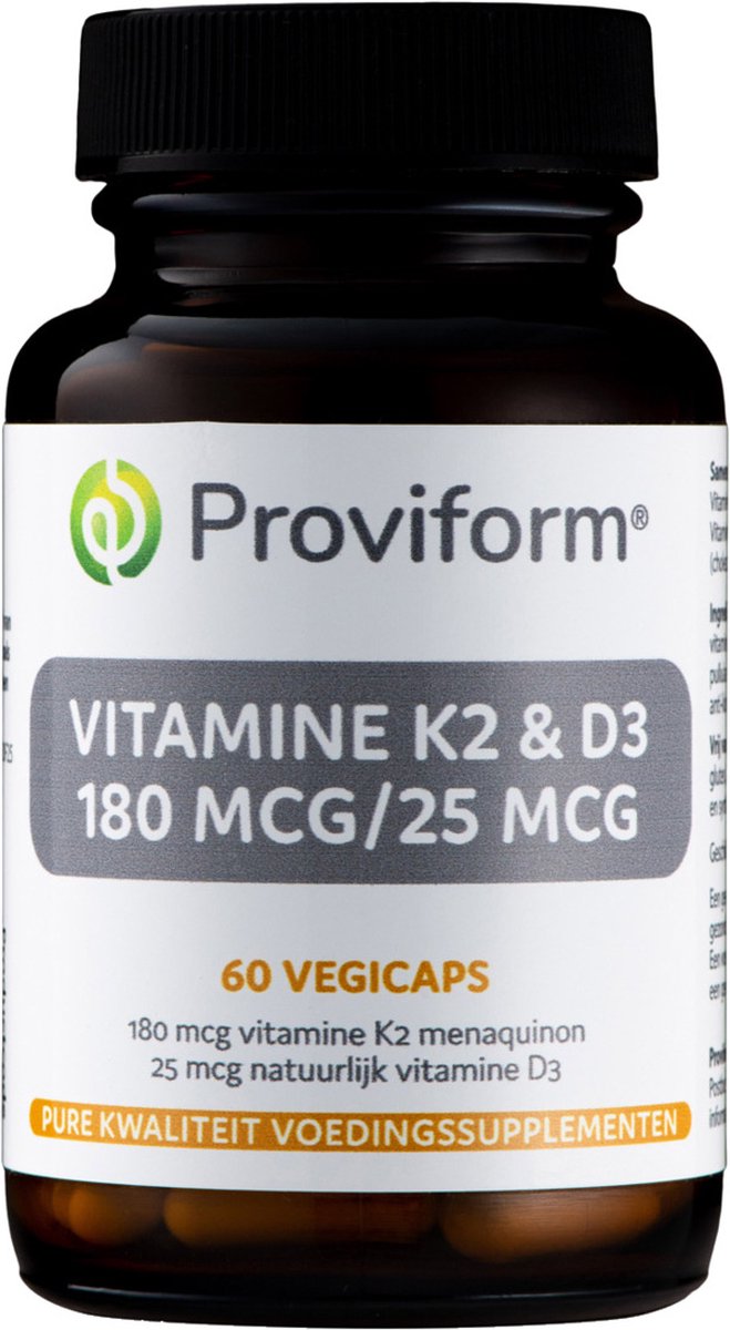 Goedkoopste Proviform Vitamine K2 180mcg & D3 25mcg 60 Vegetarische capsules