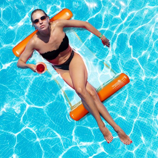 Opblaasbare waterhangmat luchtbed met net - geel tot 100 kg voor volwassenen waterhangmat van Intex — afbeelding 4