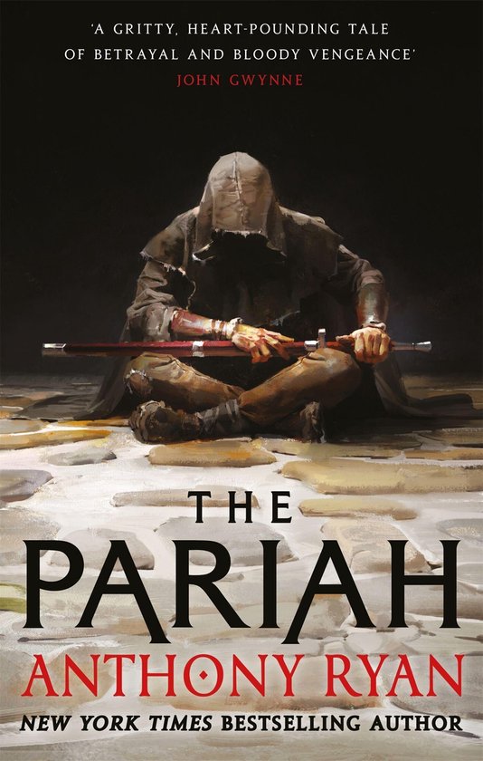 Boekomslag van 'The Pariah' met een figuur in een kap met een zwaard.