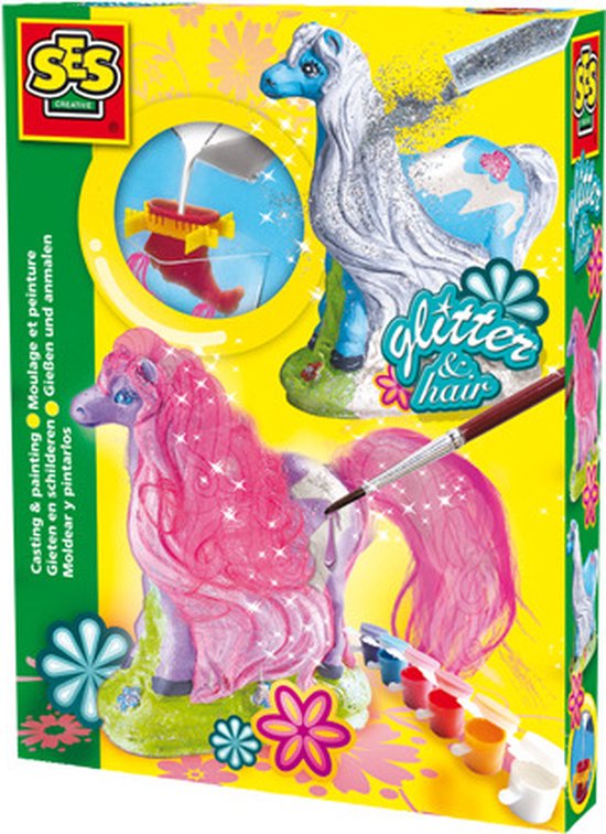 Figuren gieten en schilderen paard met glitters