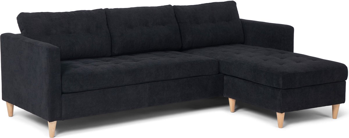 Mars bank AB3, chaise longue naar rechts of links gedraaid in fluweel zwart.
