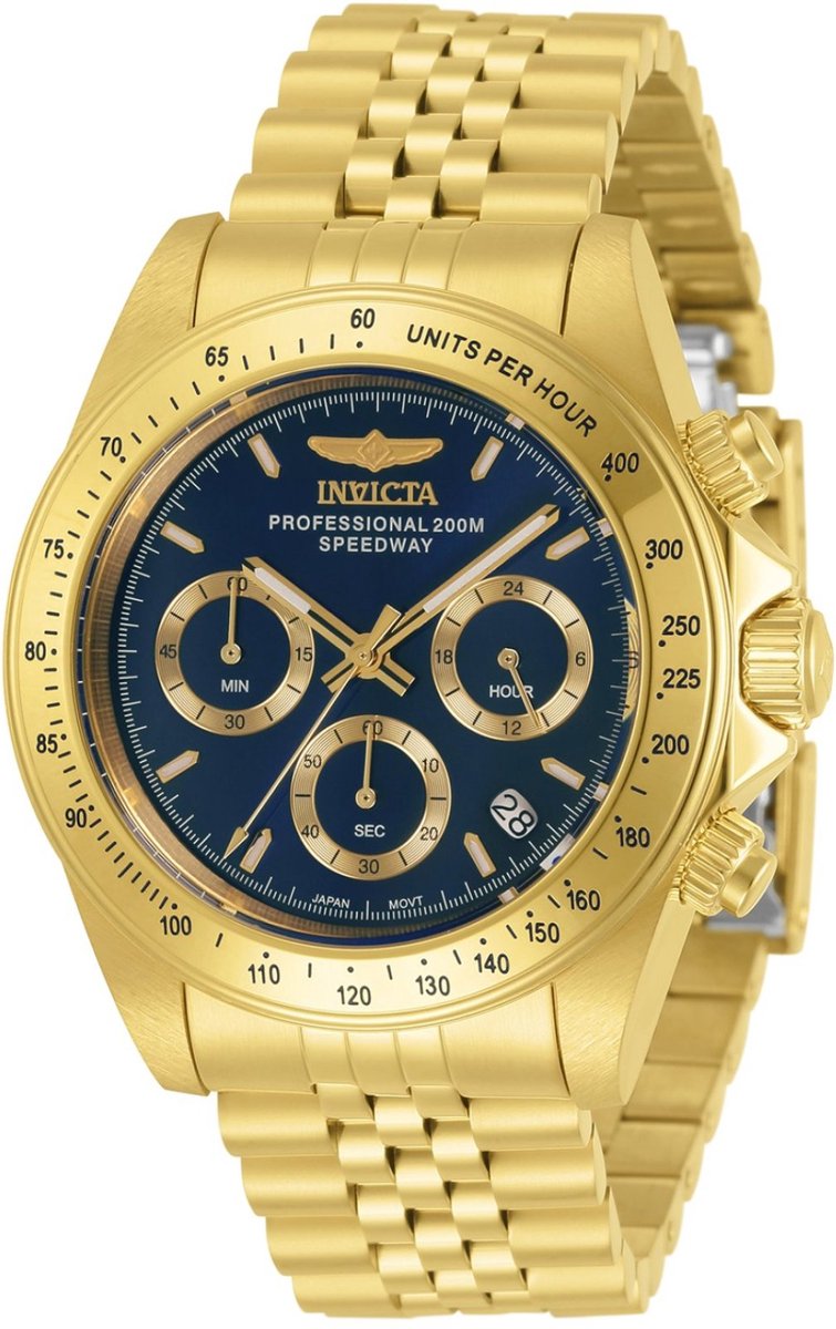 Invicta Speedway 30999 Horloge - Waterdicht - Analoog - Quartz Uurwerk - Roestvrij Staal met blauwe Wijzerplaat - 39mm