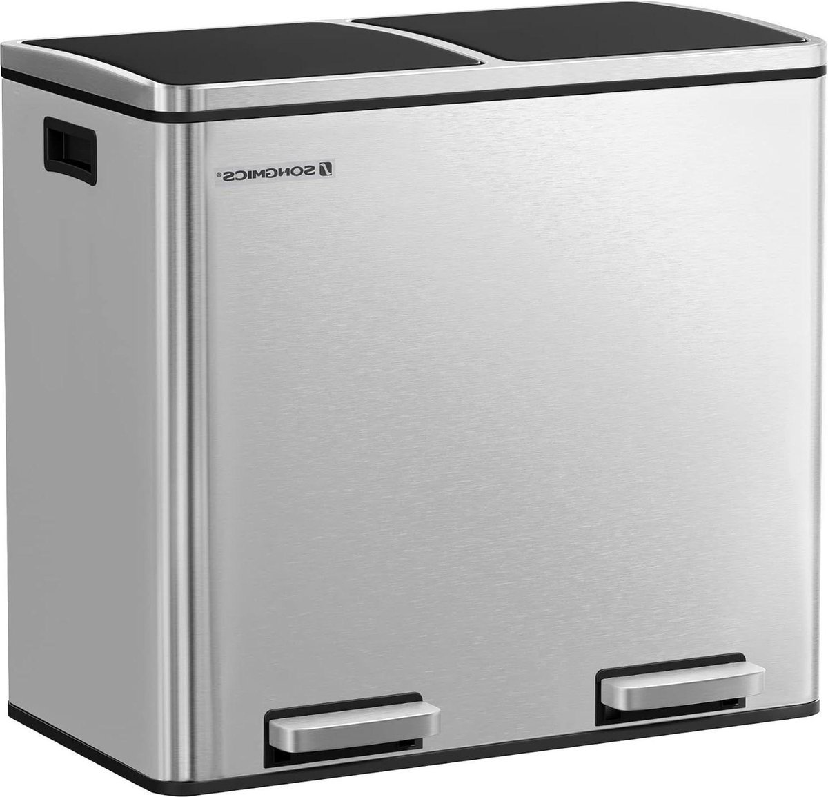 Goedkoopste Afvalemmer afvalscheidingssysteem met 2 vakken - pedaalemmer voor de keuken - 2 x 24 liter - softclose binnenemmer - kunststof - zilverGroot. pedaalemmer 50 liter