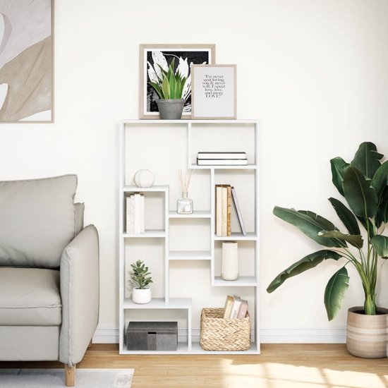 vidaXL - Bibliothèque - 72x20x120 - cm - décoré - bois - blanc