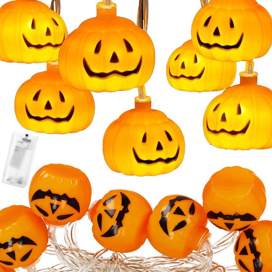 Décoration d'Halloween Springos - Guirlandes lumineuses - Siècle des Lumières - Citrouilles - 10 LED