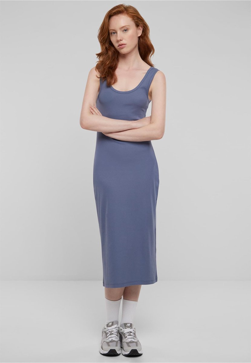 Urban Classics Ladies Rib Top Dress Lange jurk XXL Katoen Basics Blauw