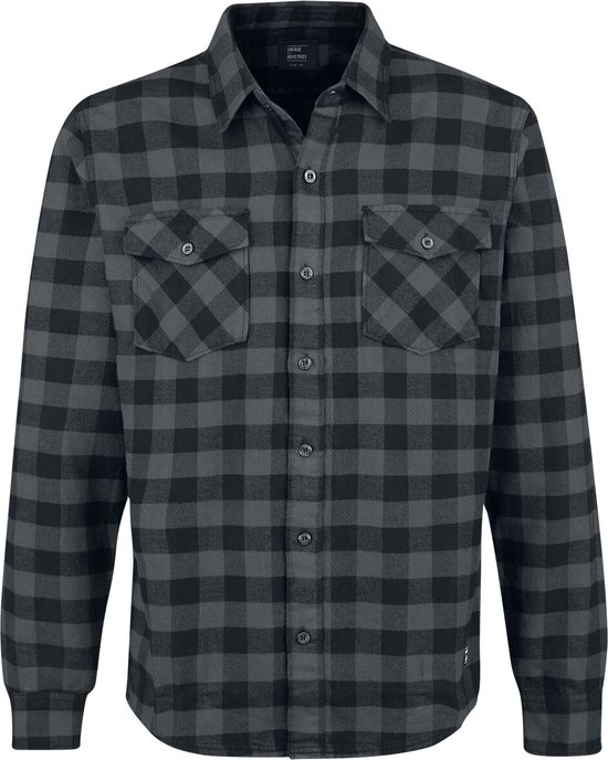 Vintage industries flanel blouse grijs, model harley