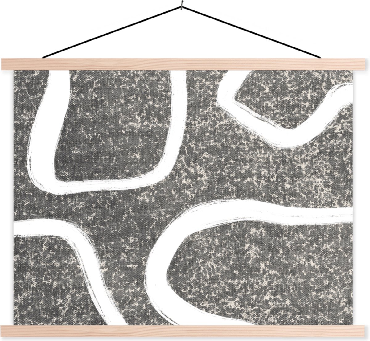 Posterhanger incl. Poster 40x30 cm - Schoolplaat - Abstract - Minimalisme - Design - Textielposter - Blanke latten