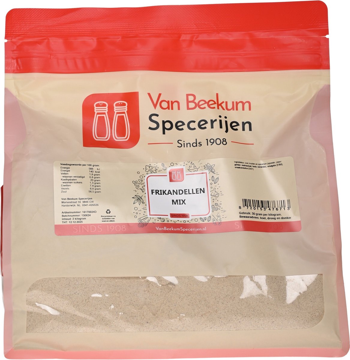 Goedkoopste Van Beekum Specerijen - Frikandellen Kruidenmix - 2 kilo (hersluitbare stazak