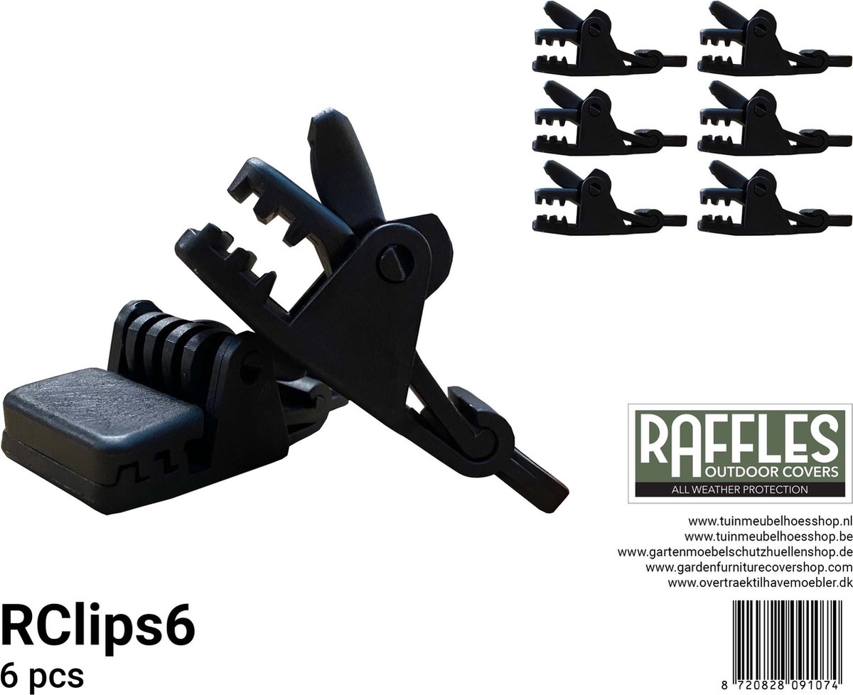 Raffles Covers Tuinmeubel-hoes-klem 6 stuks Zwart