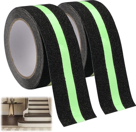 QILIMA Anti-slip tape, transparant, high-traction veiligheids-trackband, 50 mm x 5 m, sterke tractie, gripband, voor trappen, treden, oprijplaten