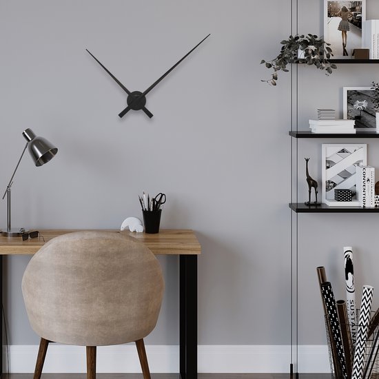 Wandklok NeXtime dia. 85 cm, aluminium, zwart, Hands