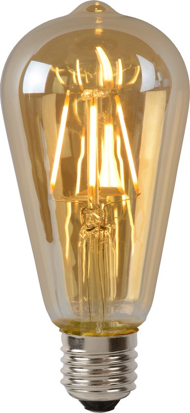 Lucide ST64 - Filament lamp - Ø 6,4 cm - LED Dimbaar - E27 - 1x5W 2700K - Amber
