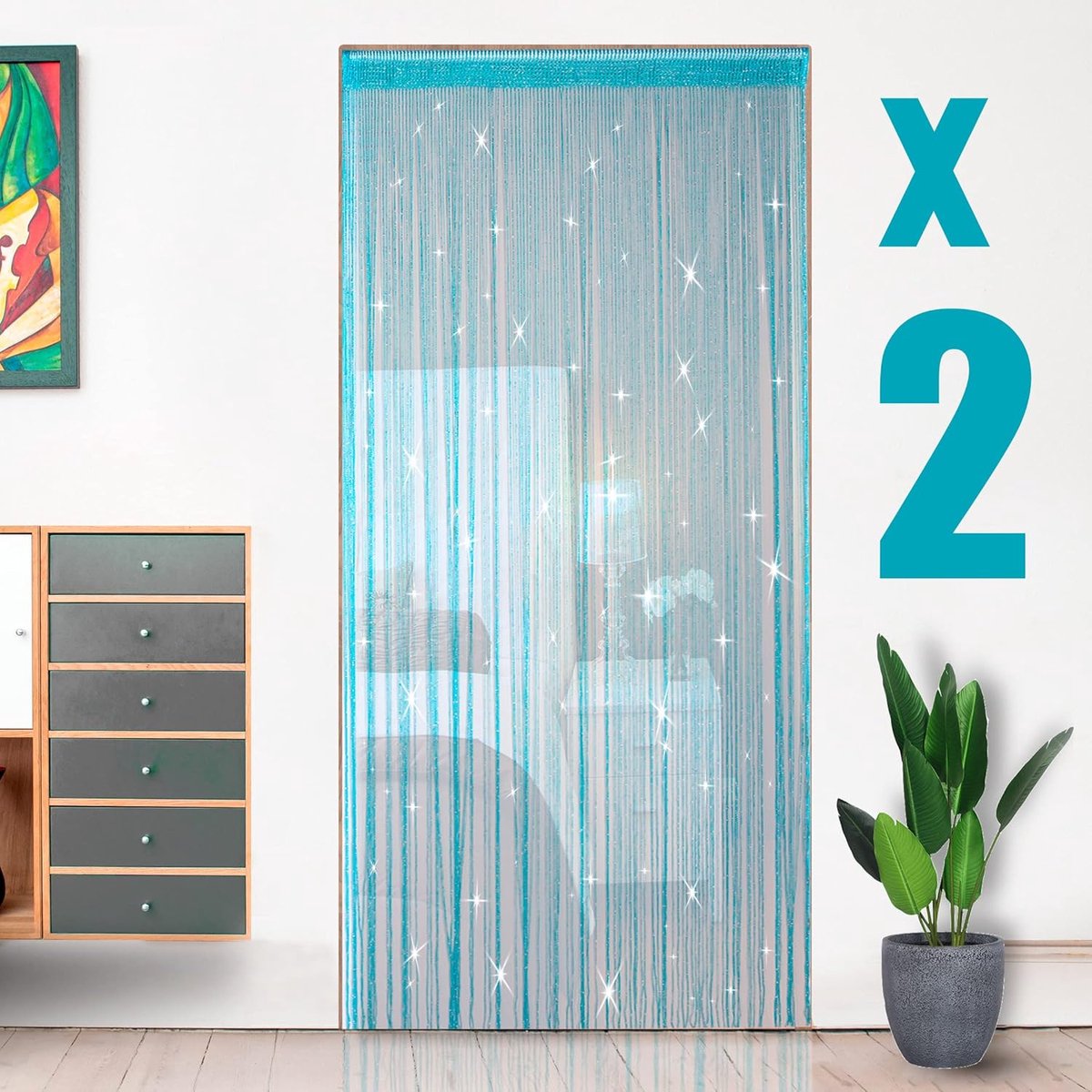 Deurgordijn vliegengordijn - Deur gordijn - 100 x 200 cm - Blauw - 2 stuk
