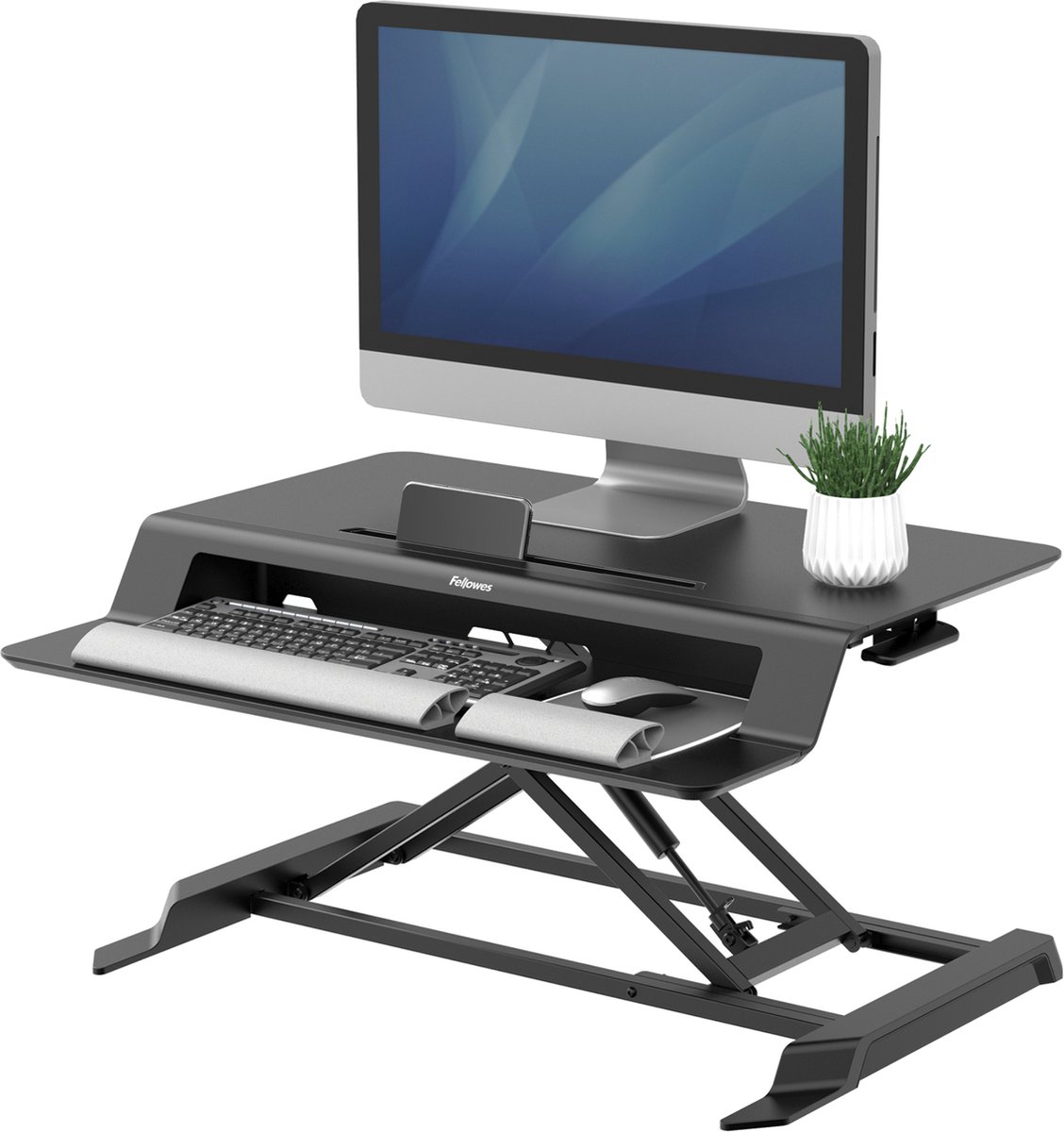 Fellowes Lotus LT - Zit-Sta verhoger - Voor op het bureau - Gasveer - Zwart