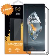 Lot de 3 films de Protecteurs d'écran OnePlus 12R - Économiseurs d' Glas trempé MobyDefend - Rebords noirs - Protecteurs d'écran - Plaques de verre adaptées pour OnePlus 12R
