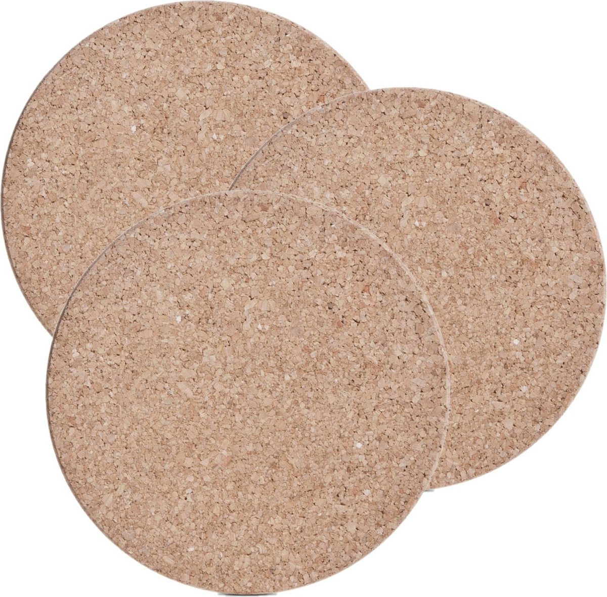 Zeller pannen onderzetters van kurk rond - 3x - lichtbruin - D14 x H1 cm - Pannen/ovenschalen onderzetters - extra dik