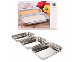 Paneerset van 6x stuks - roestvrijstaal - 22 x 15 cm - koken / paneren