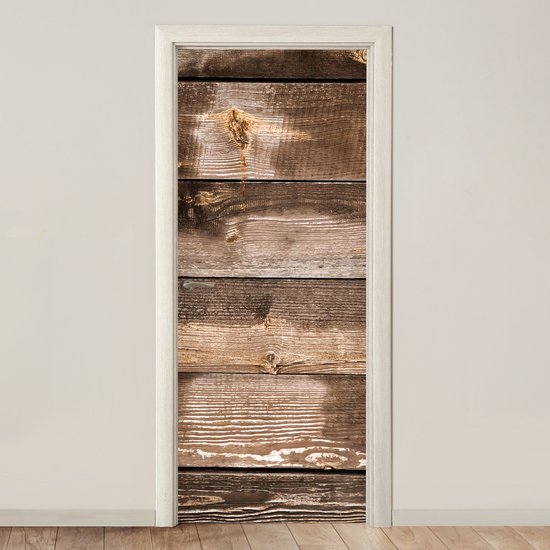 Sticker de porte Vintage - Bois - Planches - Marron - 85x205 cm - Poster de porte